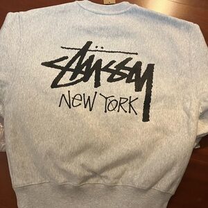 🔥🔥NWT Stussy New York Chapter Crewneck Sweatshirt Small Ash Heather Gray 🔥